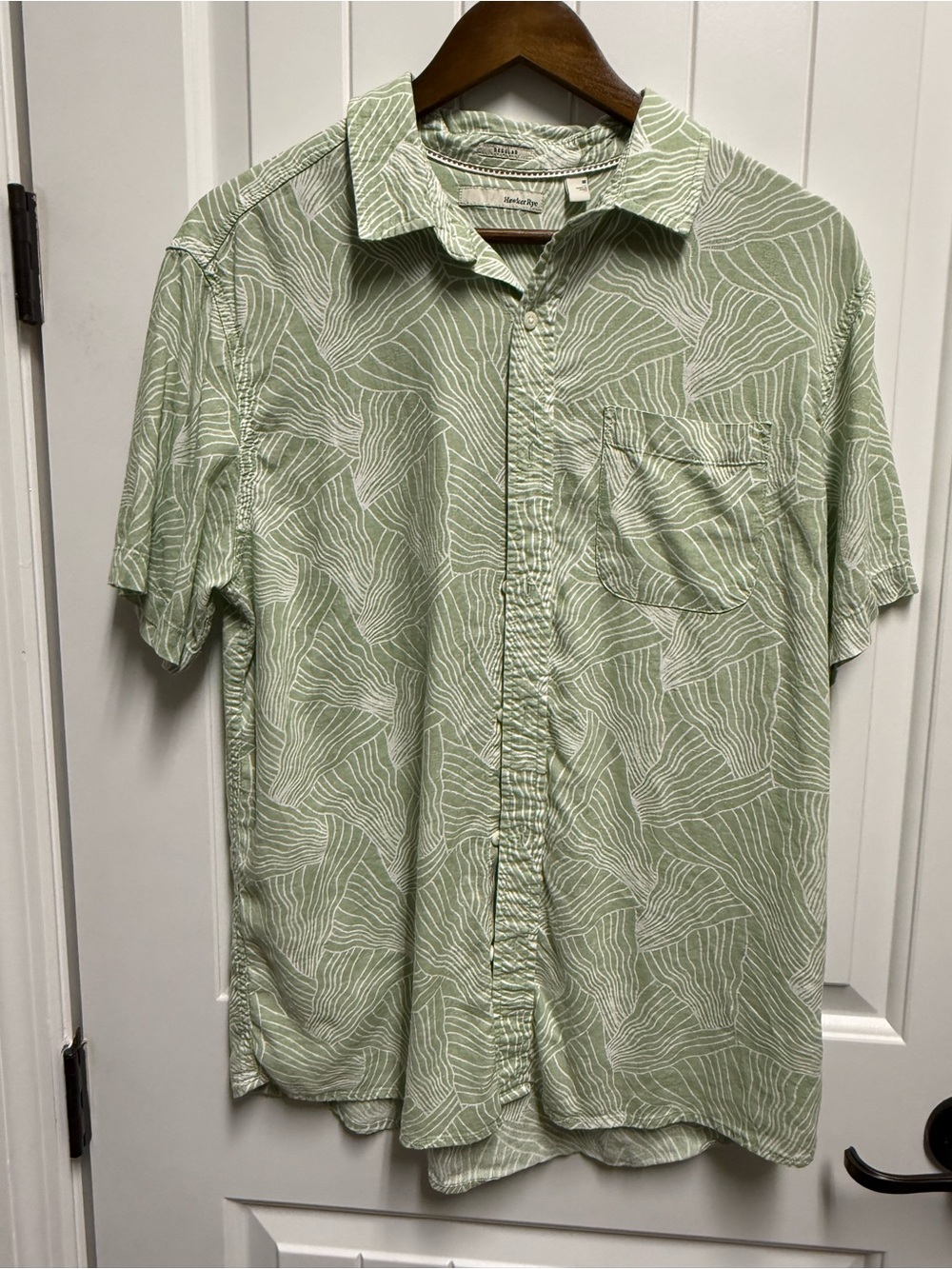 Hawker Rye Men’s Medium Mint Green & White Short-Sleeve Button-Up Shirt